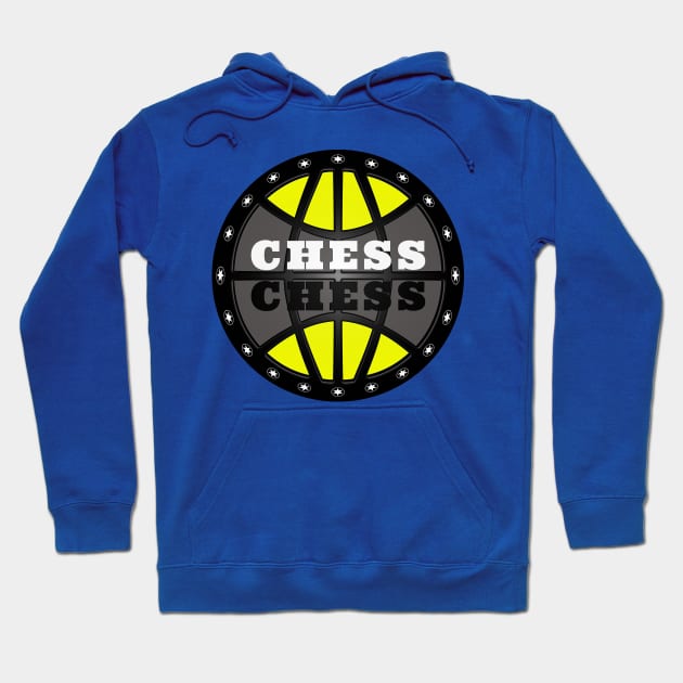 Chess Logo in Black, White and Yellow Hoodie by The Black Panther